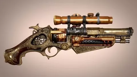 Blender实时游戏资产蒸汽朋克枪制作 | Real Time Game Asset Steam Punk Gun in Blender-幻仿编程