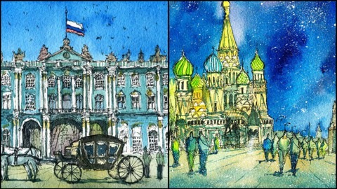 【Udemy课程】城市速写:描绘莫斯科初雪 | Urban Sketching Draw and Paint a First Snowfall in Moscow-幻仿编程
